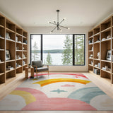 Whimsical Rainbow Clouds Kids Area Rug