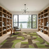Green Geometric Modern Vibrant Green Geometric Modern Area Rug