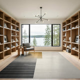 Layered Beige Gold Grey Stripe Area Rug