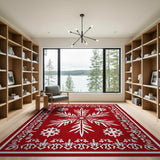 Ornate Snowflake Red Persian Area Rug