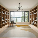 Curved Neutral Abstract Area Rug