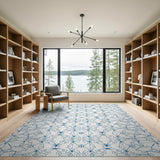Navy Blue Geometric Line Art Area Rug