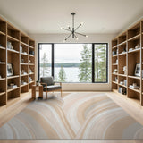 Beige Abstract Flowing Waves Area Rug