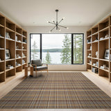 Rustic Farmhouse Brown Tan Plaid Rustic Area Rug
