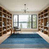 Gradient Blue Striped Textured Area Rug