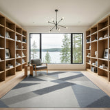 Modern Geometric Blue Grey Area Rug