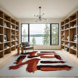 Bold Red Abstract Brush Stroke Area Rug