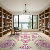 Floral Vintage Vintage Pink Floral Damask Area Rug