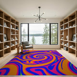 Vibrant Spiral Wave Abstract Area Rug