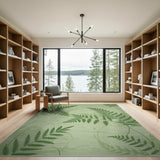 Sage Green Fern Leaf Area Rug