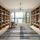 Distressed Black White Plaid No. 6 Area Rug