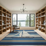 Striped Sailboat Nautical Area Rug