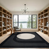 Black White Geometric Moon Area Rug