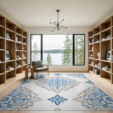 Traditional Persian Ornate Blue Mandala Persian Area Rug
