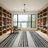 Bold Black White Vertical Stripe No. 14 Area Rug
