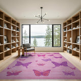 Whimsical Pink Butterfly Area Rug
