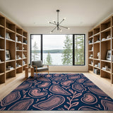 Navy Agate Slices and Leaves Area Rug
