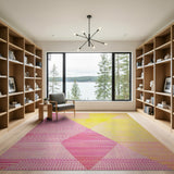 Vibrant Pink Yellow Geometric Area Rug