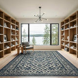 Navy Blue Geometric Lattice Geometric Modern Area Rug