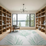 Watercolor Mint Green Leaf Area Rug