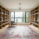 Delicate Pink Blossom Border Area Rug