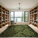 Elegant Green Paisley Oriental Area Rug