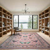 Floral Vintage Pink Pink Butterfly Floral Vintage Area Rug