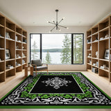 Ornate Green Border Persian Medallion Rug