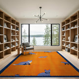 Playful Orange Foxes Kids Area Rug