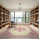 Elegant Pink Floral Medallion Rug
