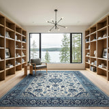 Indigo Blue Persian Floral Area Rug