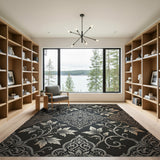 Ornate Silver Leaf Persian Area Rug