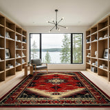 Red Southwestern Distressed Geometric Rug