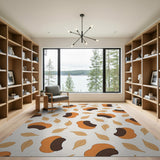 Orange Pod and Leaf Pattern Area Rug