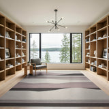 Abstract Grey Wave Landscape Area Rug