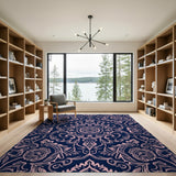 Navy Pink Ornate Floral Vintage Area Rug