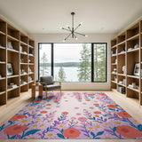 Cascading Wisteria Rose Floral Area Rug