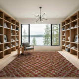 Gold Red Geometric Woven Area Rug