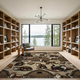 Cozy Tabby Cats Barn Plaid Farmhouse Rug