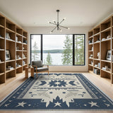 Navy Blue Southwestern Star Geometric Rug