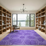 Purple Monstera Leaf Outline Area Rug