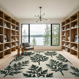 Green Foliage Leaf Area Rug