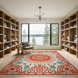 Red Sun Mandala Persian Area Rug