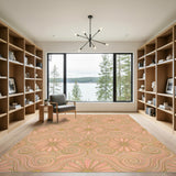 Pink Daisy Swirl Vintage Area Rug