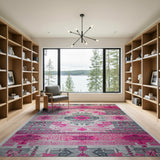 Pink Grey Heritage Tribal Area Rug