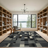 Black and White Black White Geometric Patchwork Area Rug