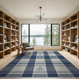 Nautical Anchor Plaid Blue Area Rug