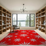 Festive Snowflake Festive Red Snowflake Area Rug