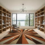 Brown Sunburst Geometric Area Rug
