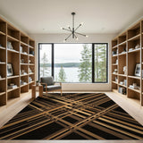Bold Geometric Brown Tan Stripe Area Rug